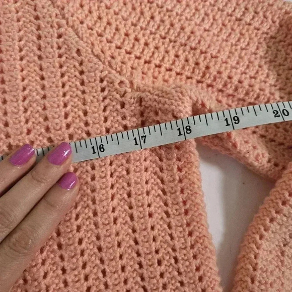 Talbots Lambswool Open Knit Crew Neck Sweater Peach sz Mp - Picture 8 of 8